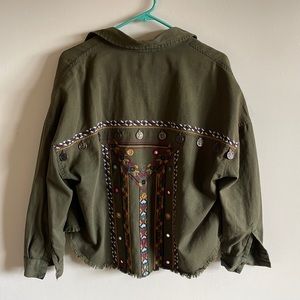 Beautiful stories oversized cropped canvas jacket